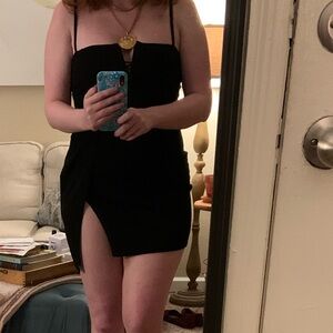 PrettyLittleThing Black V-neck Spaghetti Strap Mini Cocktail Dress Size 8